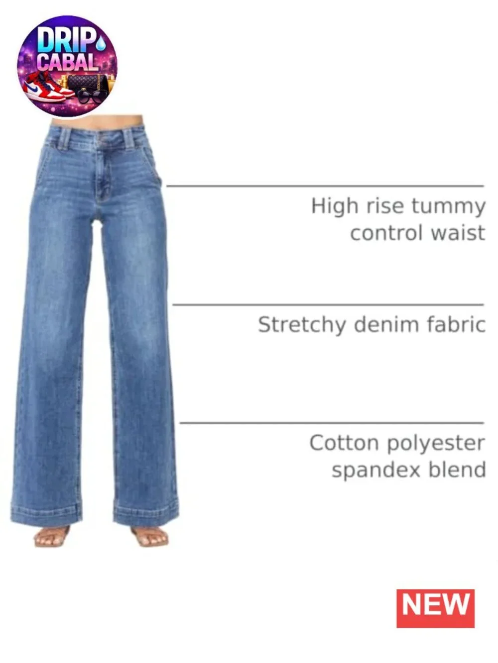 High Waisted Wide Leg Straight Jeans Baggy Trendy Denim Pants Slanted Pockets